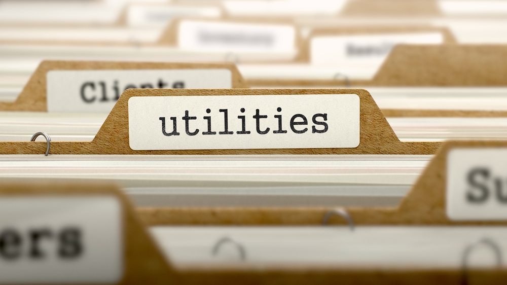 Utilities Concept. Word on Folder Register of Card Index. Selective Focus.